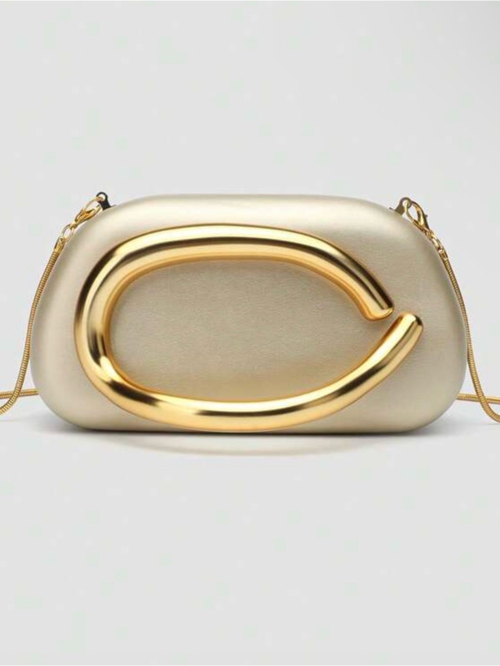 SHEIN Cream Clutch with Gold Accent
